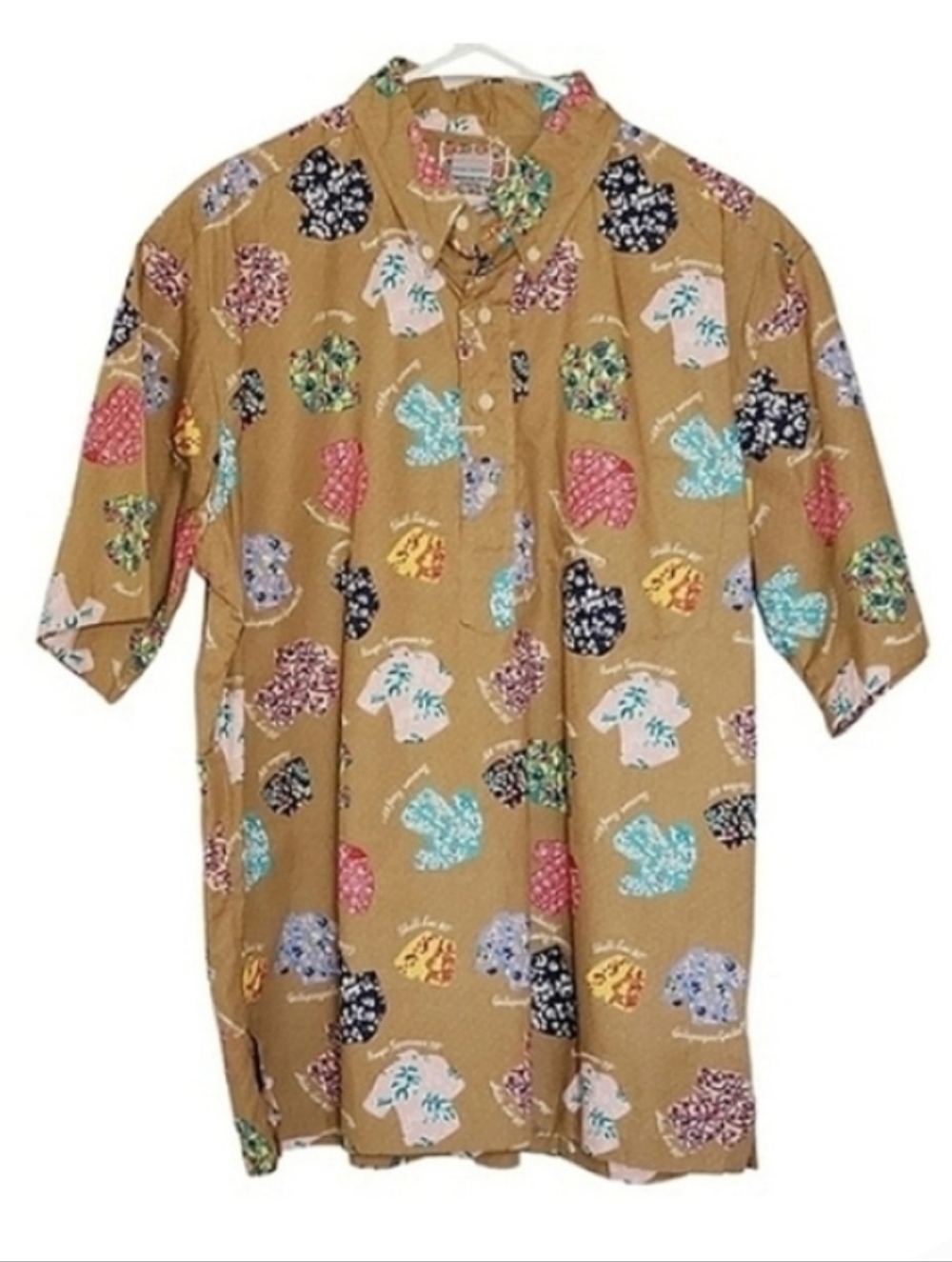 1110 * Reyn Spooner Vintage Hawaiian Shirt Rare Tan Print Size XL 80s